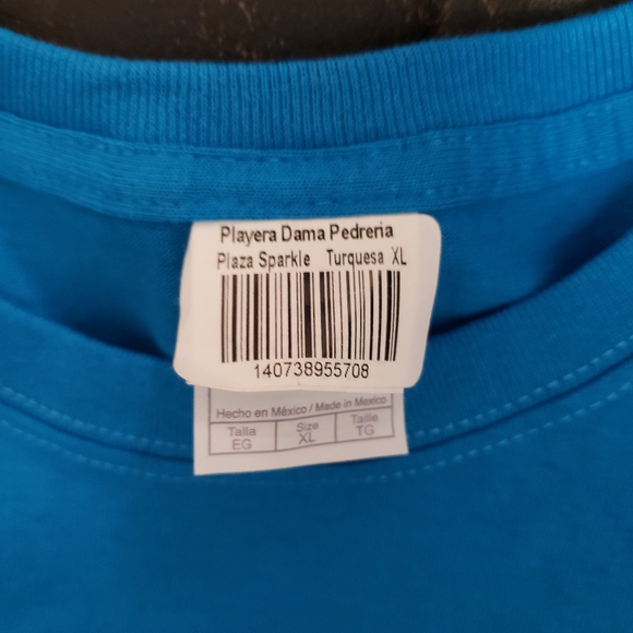 Ladies Cabo San Lucas XL turquoise embelished t-shirt. - Picture 7 of 7